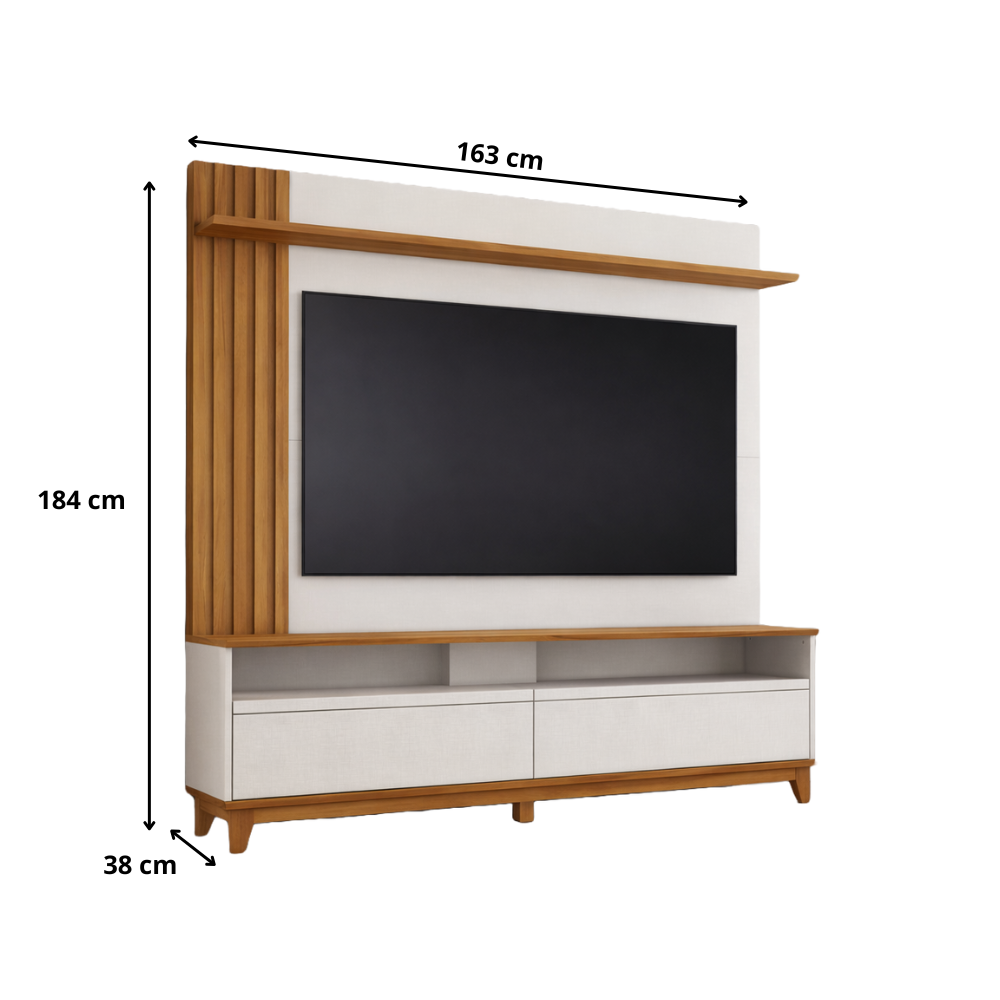 Home NT 1335 Para TV Até 65 Polegadas 2 Portas Ripado Notável Móveis