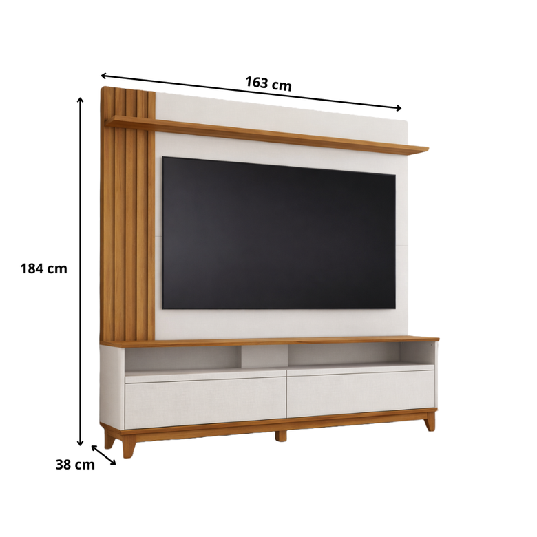 Home NT 1335 Para TV Até 65 Polegadas 2 Portas Ripado Notável Móveis