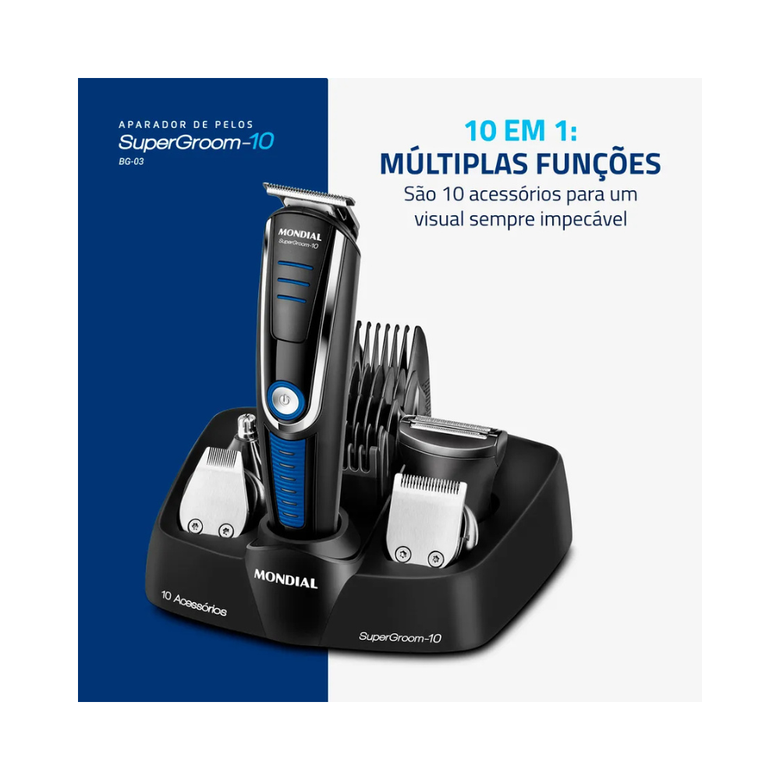 Máquina de Cortar Cabelo Mondial Super Groom 10 BG-03
