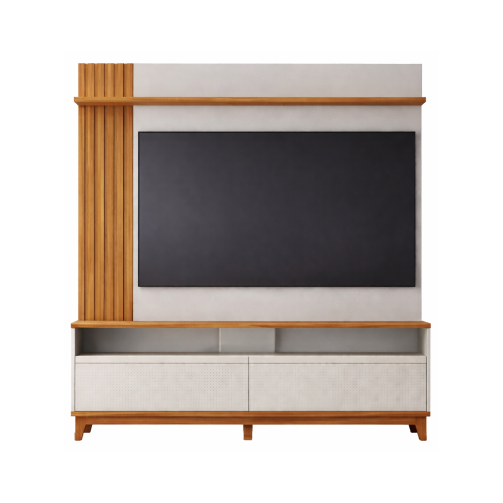 Home NT 1335 Para TV Até 65 Polegadas 2 Portas Ripado Notável Móveis - FREIJÓ/OFFWHITE