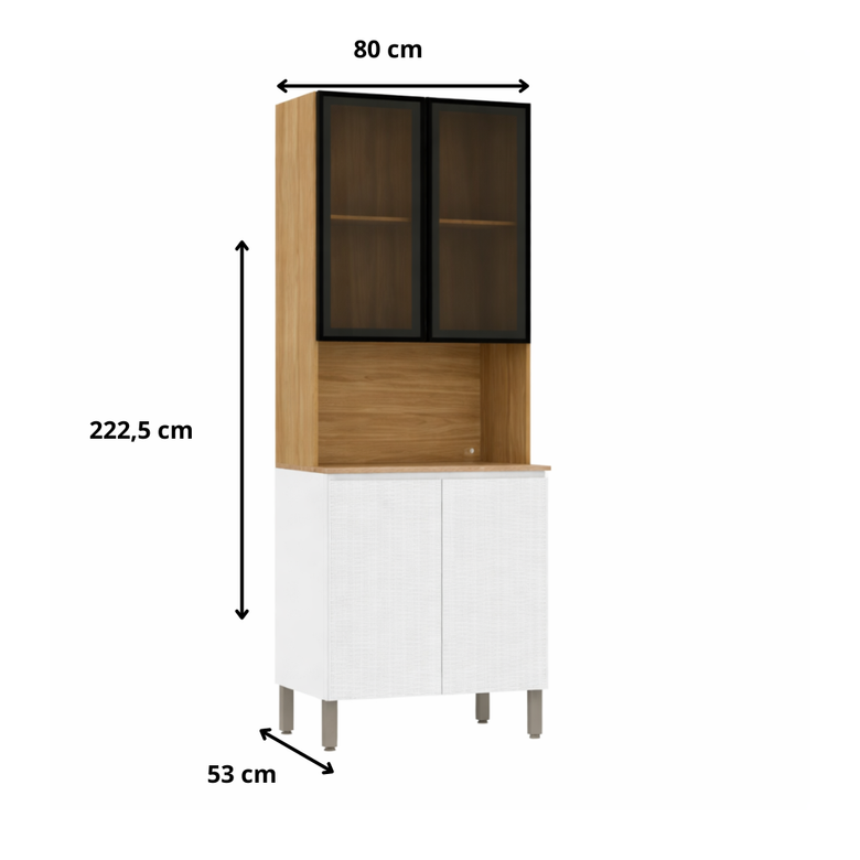 Paneleiro 4 Portas Com 2 Portas em Vidro Art Kits Paraná