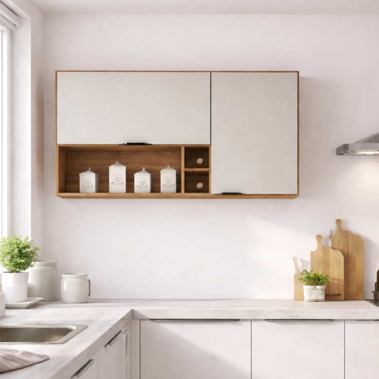 Armário Aéreo 120cm 2 Portas com Nichos Firenze Demóbile