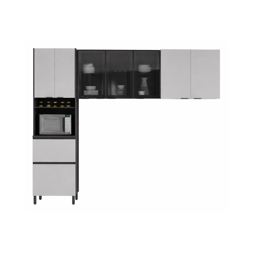 Cozinha Modulada 3 Peças 7 Portas Lumina Itatiaia - GRAFITE