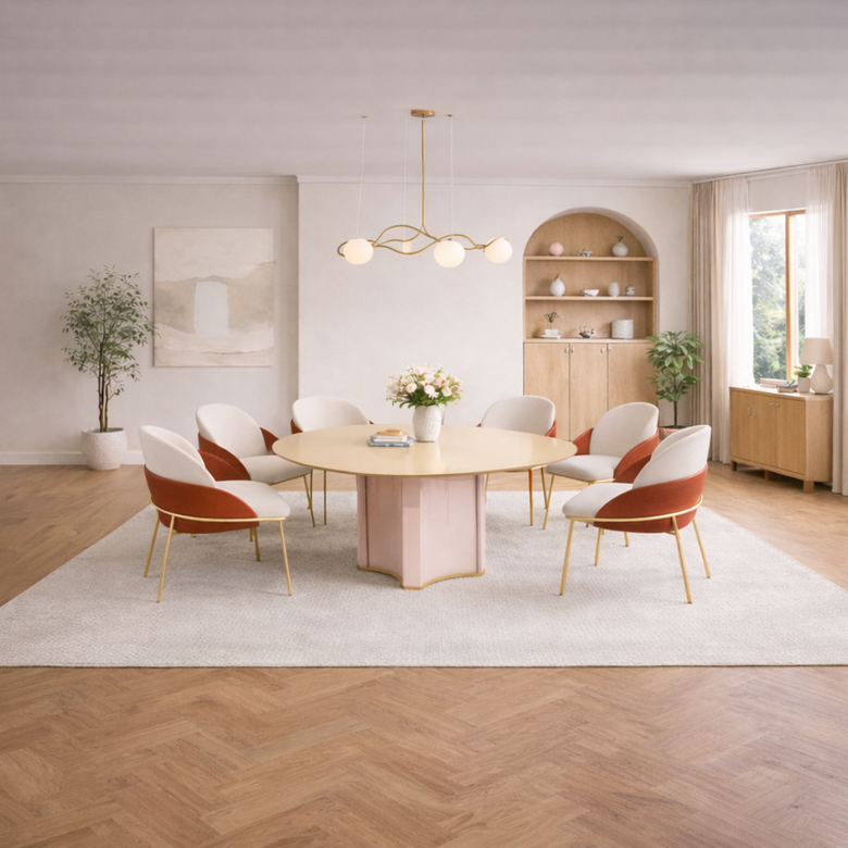 Conjunto Sala De Jantar Chanel Com 6 Cadeiras Vitta Dj Móveis