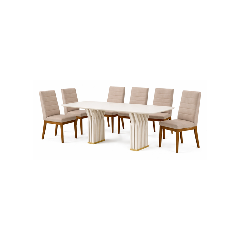 Conjunto De Mesa Yara Com 6 Cadeiras Sofia Dj Móveis