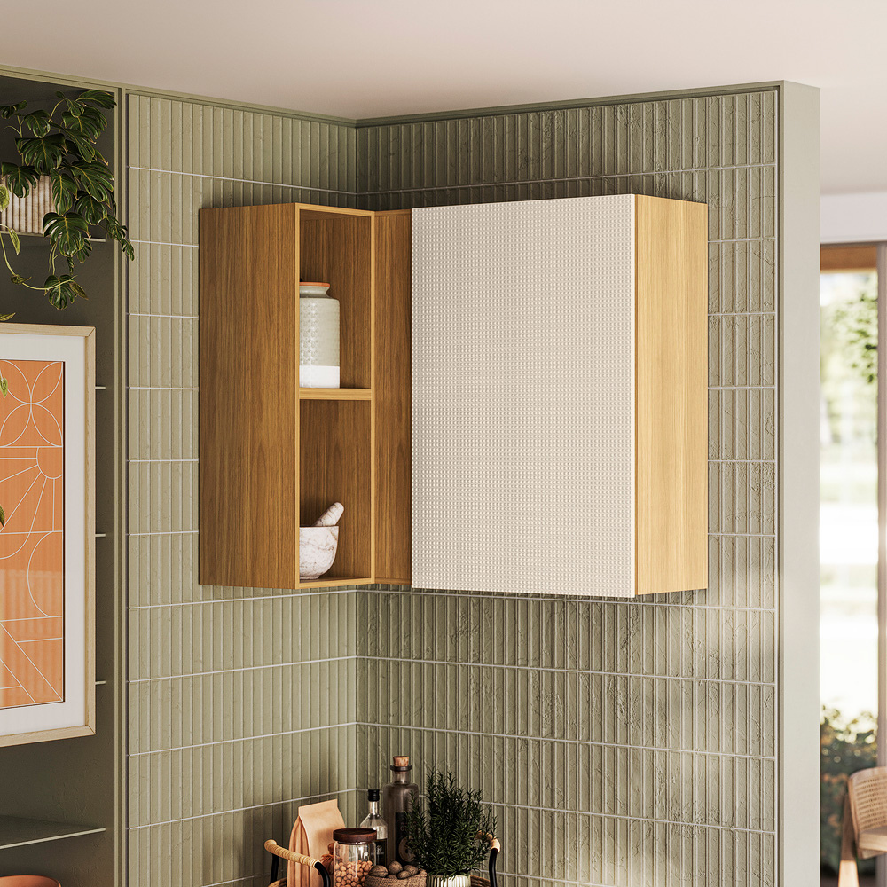 Armário Aéreo 1 porta Canto Art Kits Paraná - FREIJO/SOFT