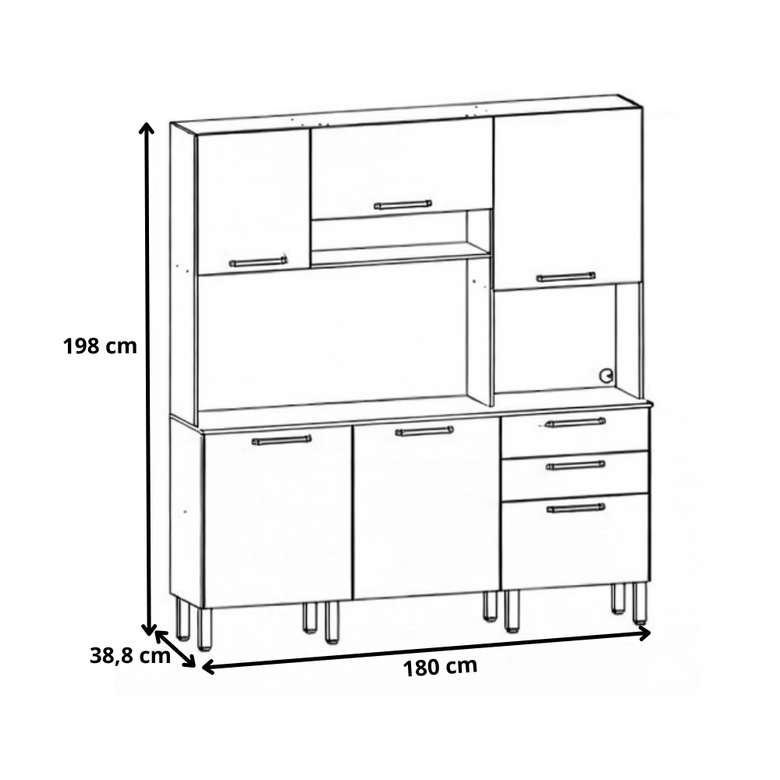 Kit Cozinha 6 Portas 2 Gavetas Ferrara Kits Paraná