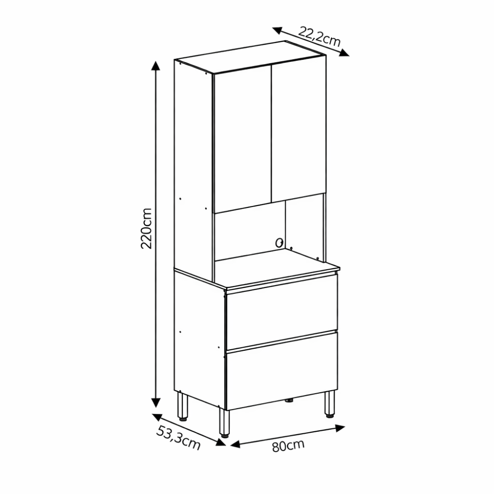 Paneleiro 3 Portas 1 Gaveta Art Kits Parana