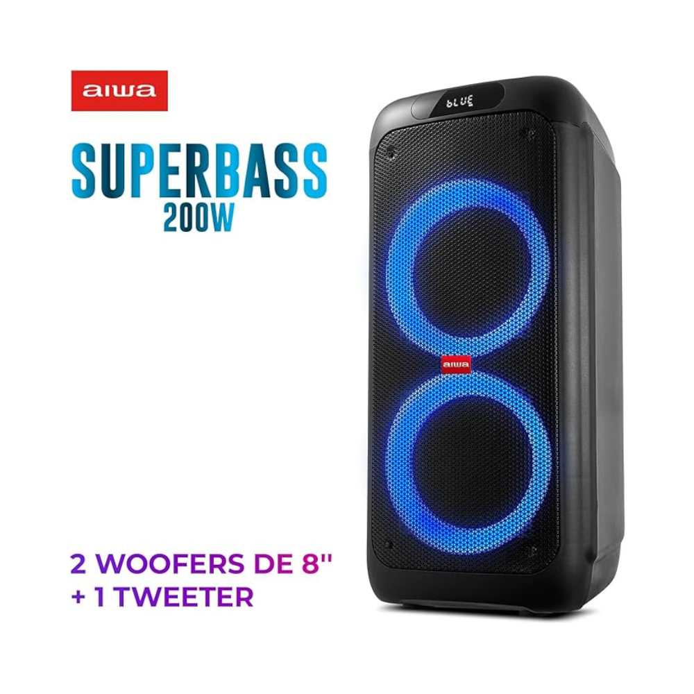 Caixa de Som PartyBox AIWA PB-01 BT 15H RGB USB TWS Preto - PRETO