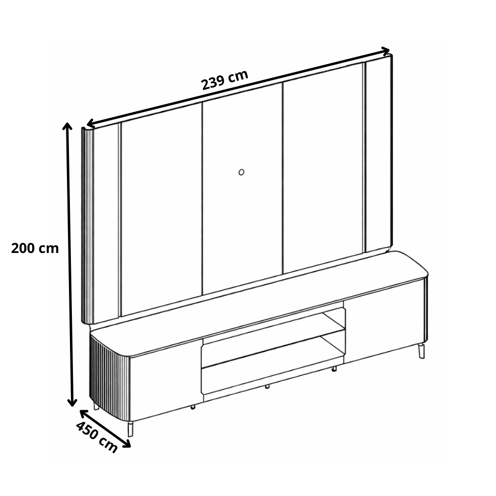 Home Para Tv Até 75 Polegadas 2 Portas Santorini Linea