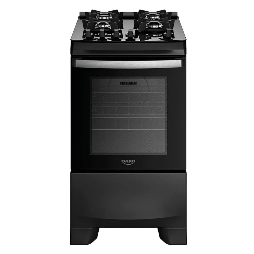 Fogão 4 Bocas Automático Supreme Glass Dako - PRETO
