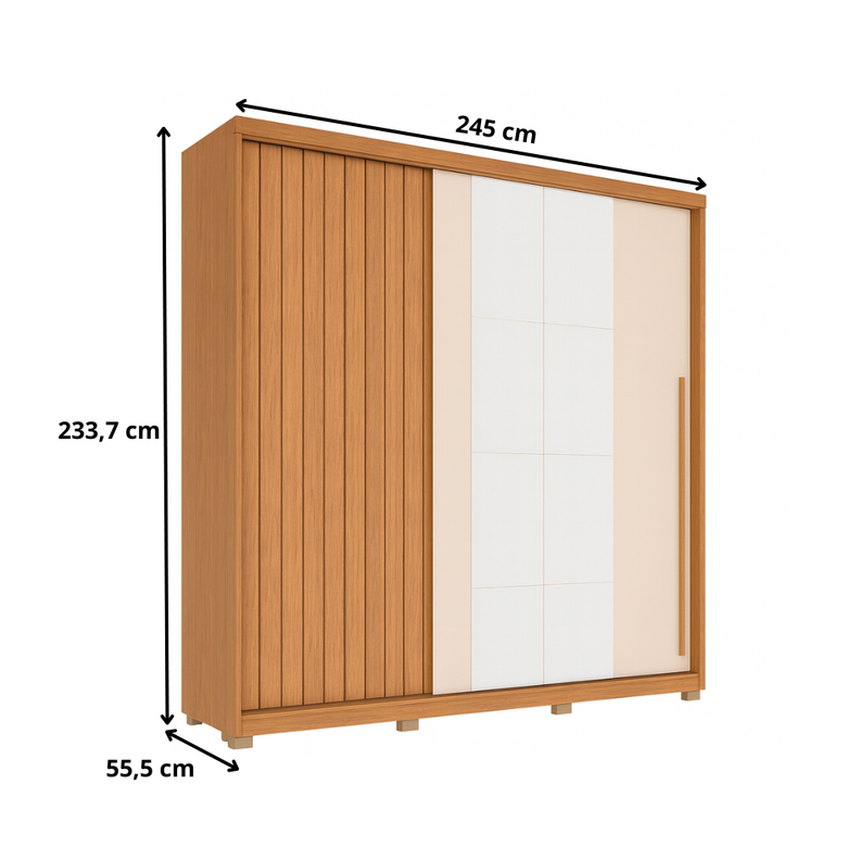 Guarda Roupa Casal 2 Portas de Correr com Espelho e 4 Gavetas 2.4 Flex Moviment Caemmun
