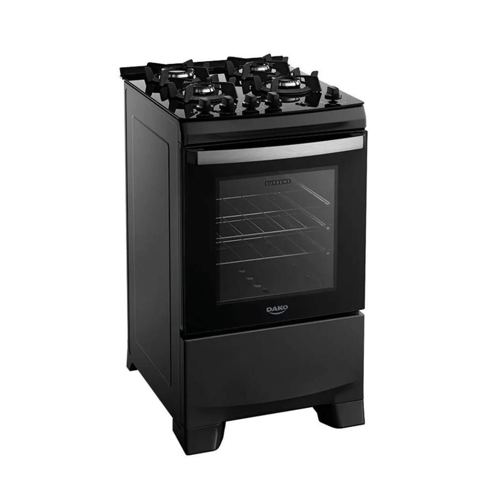 Fogão 4 Bocas Automático Supreme Glass Dako - PRETO