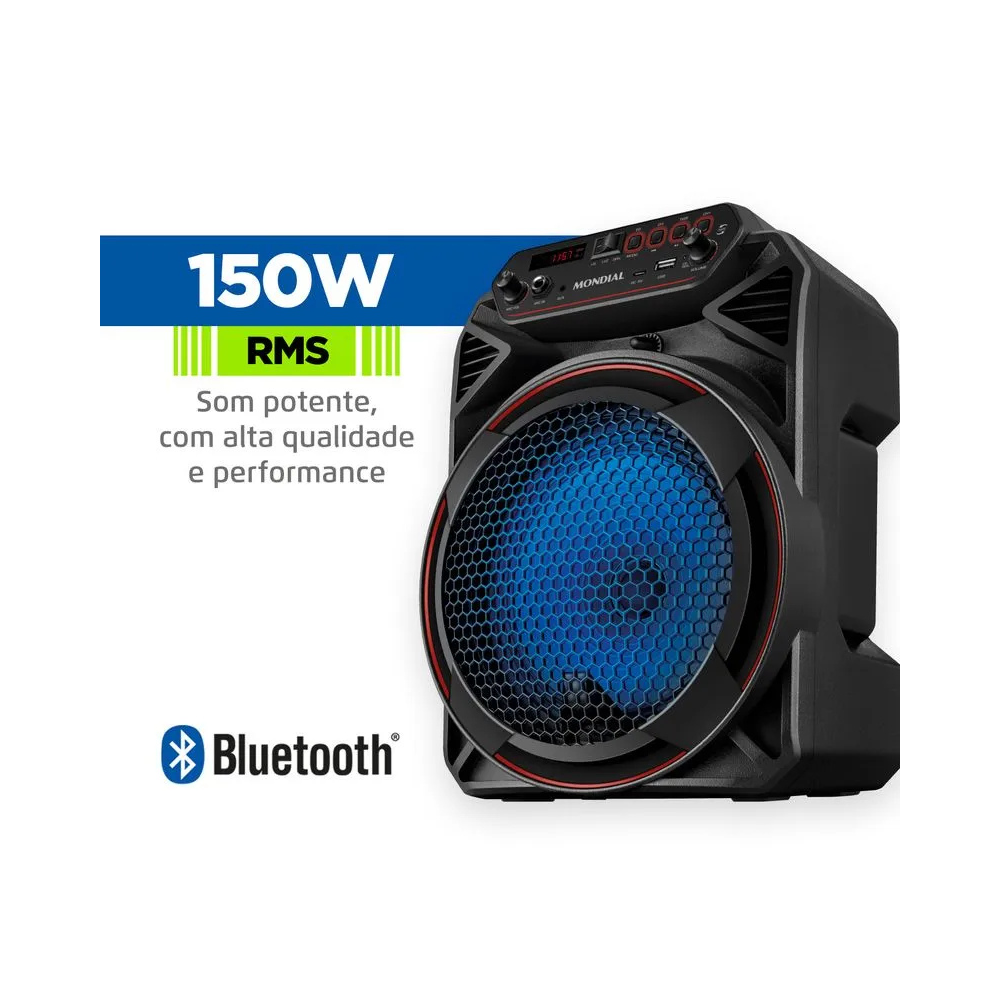 Caixa de Som Amplificada Mondial CM-150 150W Bluetooth - PRETO