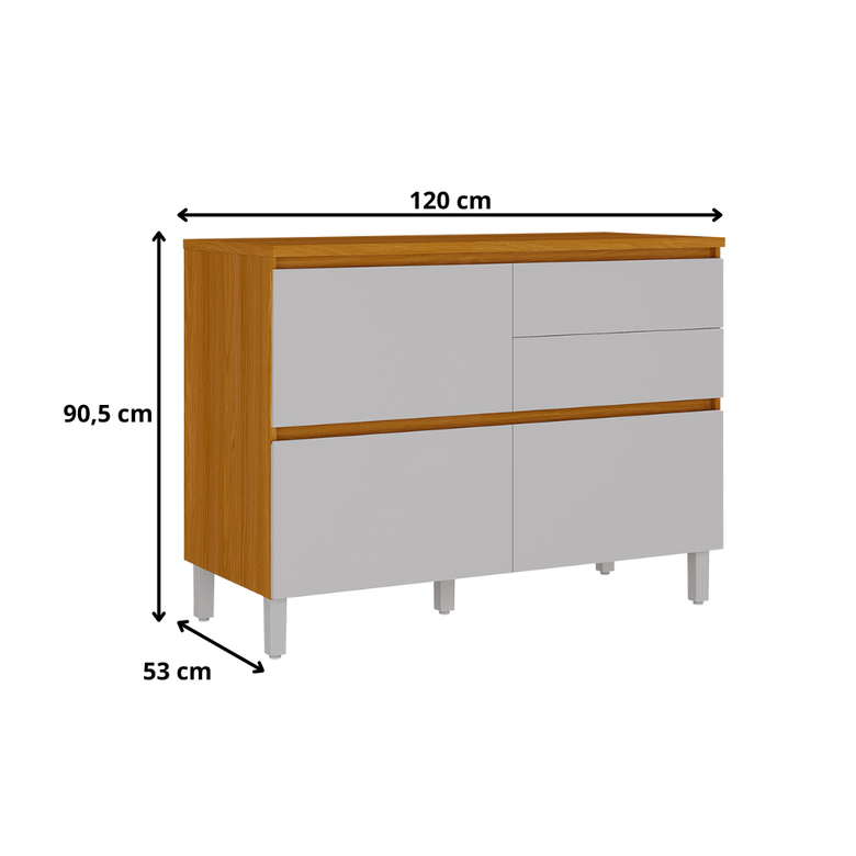 Balcão 120cm 1 Porta 4 Gavetas Com Tampo Lumina Itatiaia