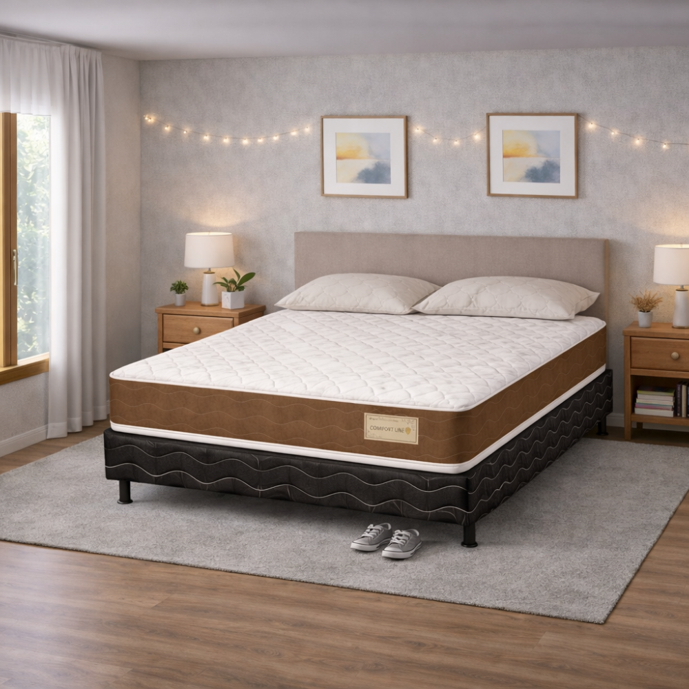 Conjunto Box Casal 188x138 Confort LN Reconflex - MARROM