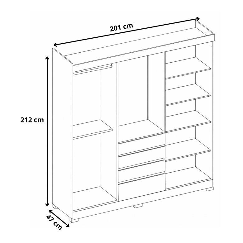 Guarda-Roupa Casal 6 Portas 3 gavetas Prático Demóbile