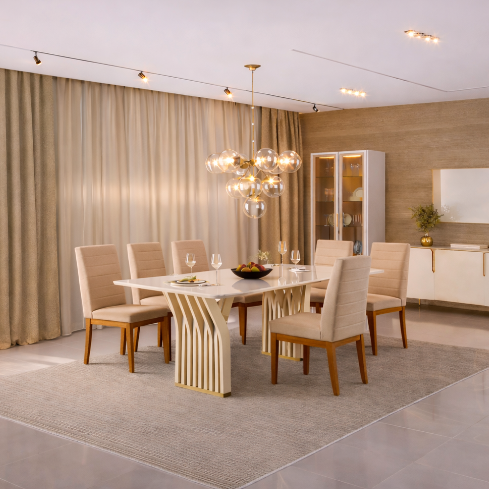 Conjunto De Mesa Yara Com 6 Cadeiras Sofia Dj Móveis