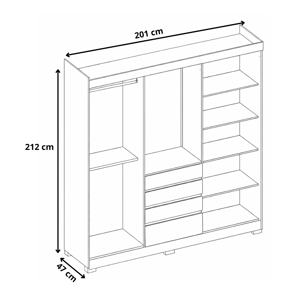 Guarda-Roupa Casal 6 Portas 3 gavetas Prático Demóbile