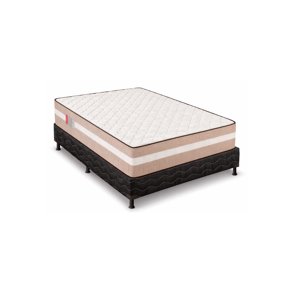 Cama Box Casal Gold Premium Base e Colchão 188x138 Reconflex - BEGE