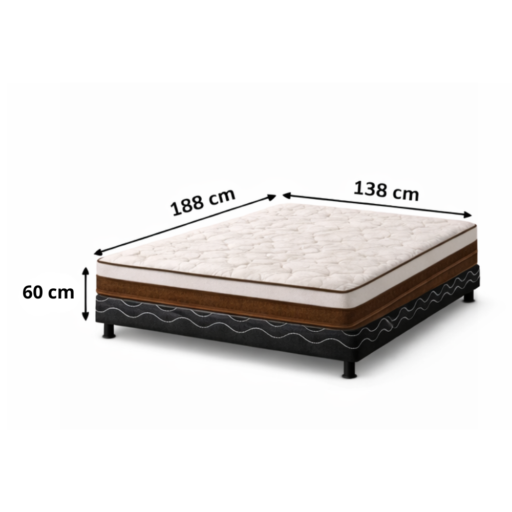 Conjunto Box Casal Intense Base e Colchão 138x188cm  Reconflex