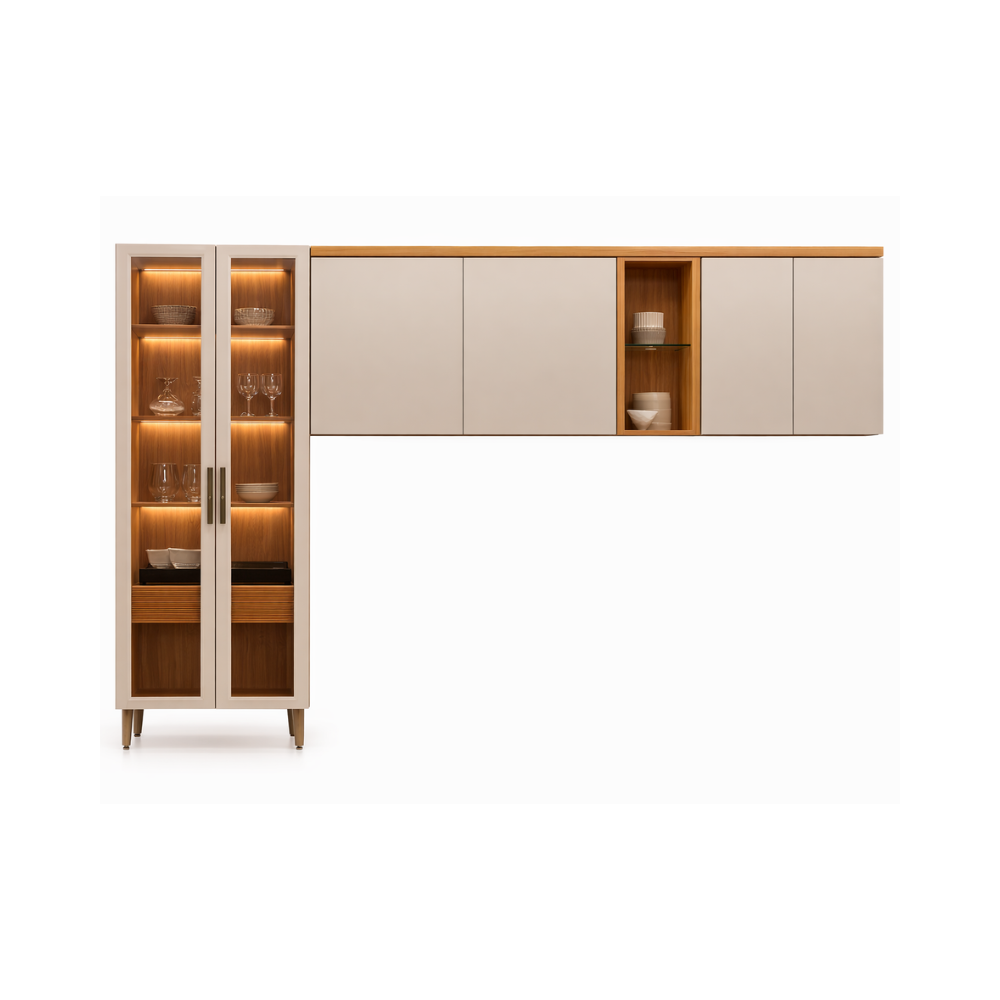 Cozinha Modulada 3 Peças 6 Portas Allure Linea - JEQUITIBA/GRIS