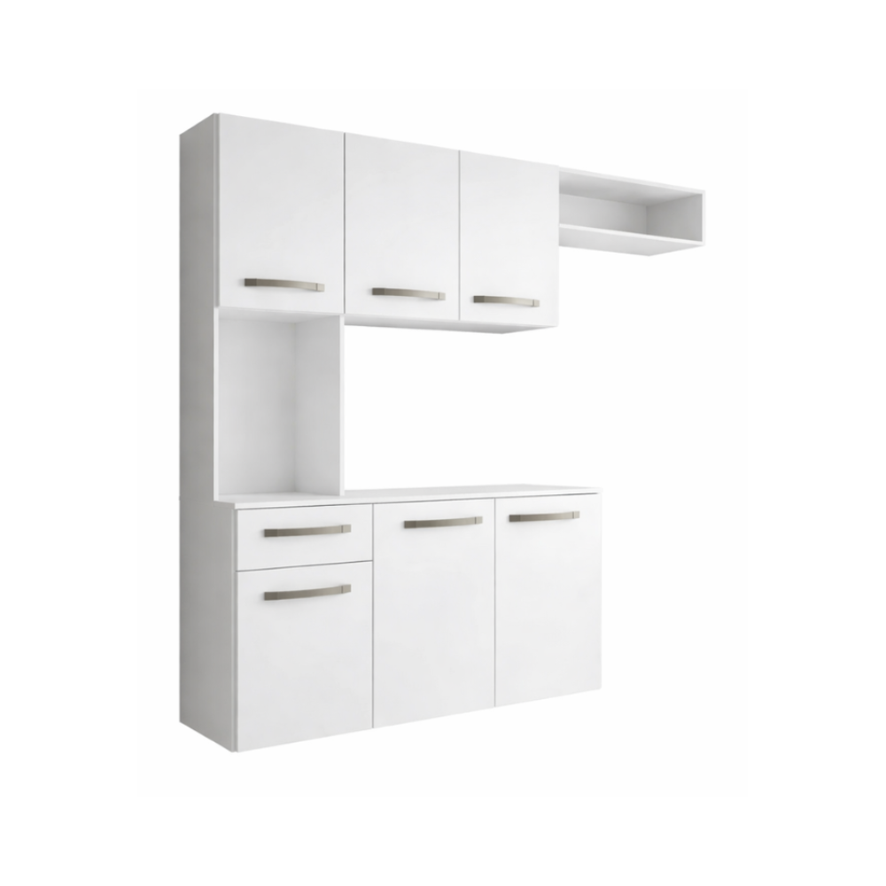 Cozinha Suspensa 6 Portas 1 Gaveta  Belíssima Fiorello - BRANCO BRILHO