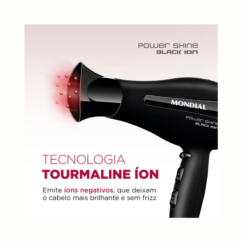 Secador de Cabelos Mondial Power Shine Black Íon SC-13