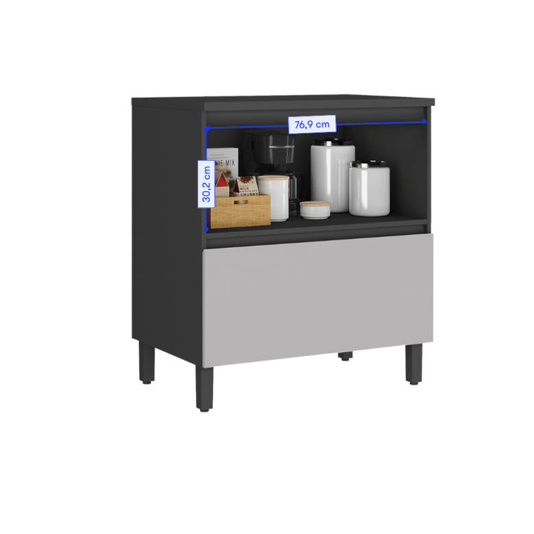 Balcão 80cm 1 Porta 1 Gaveta Com Tampo Lumina Itatiaia