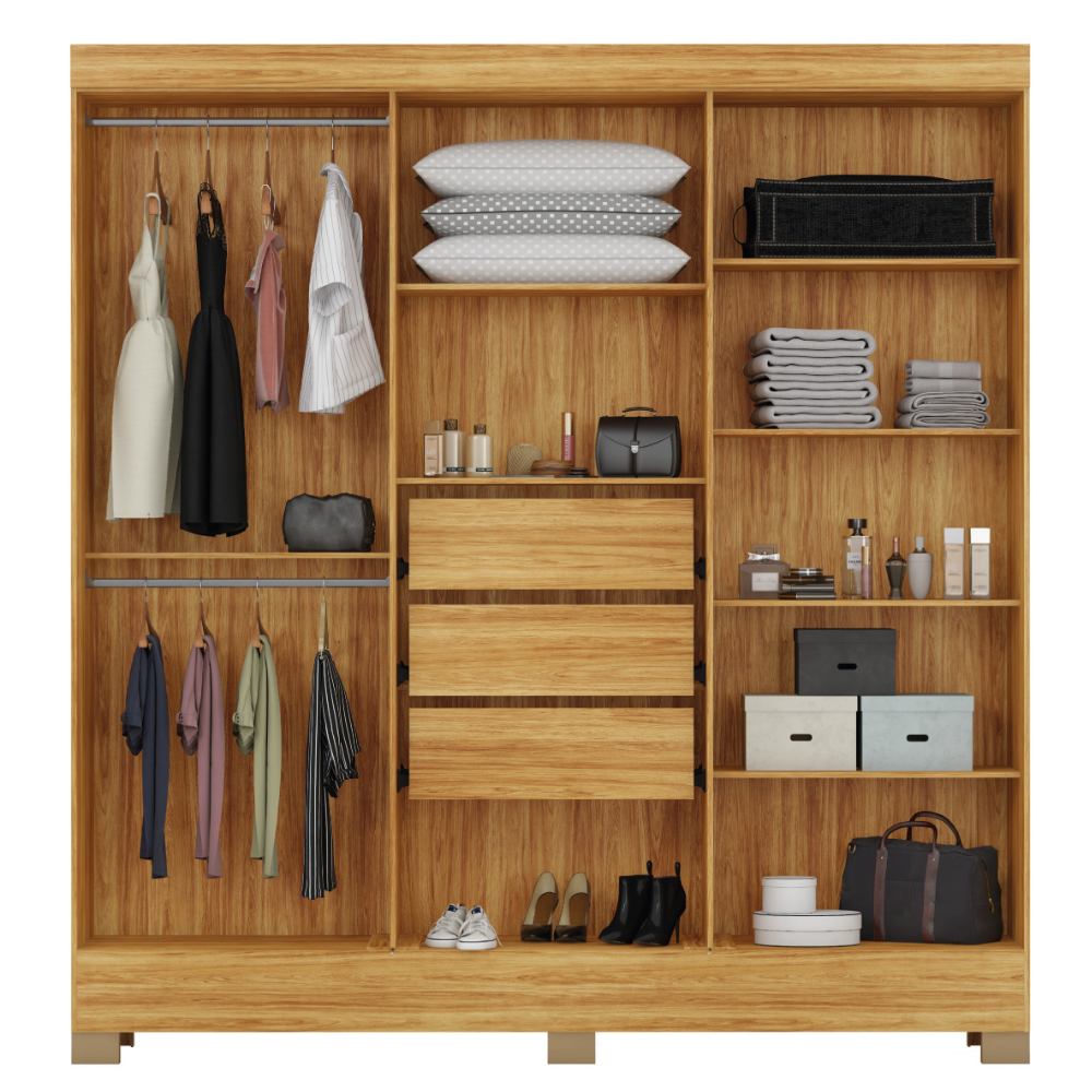 Guarda-Roupa Casal 6 Portas 3 gavetas Prático Demóbile