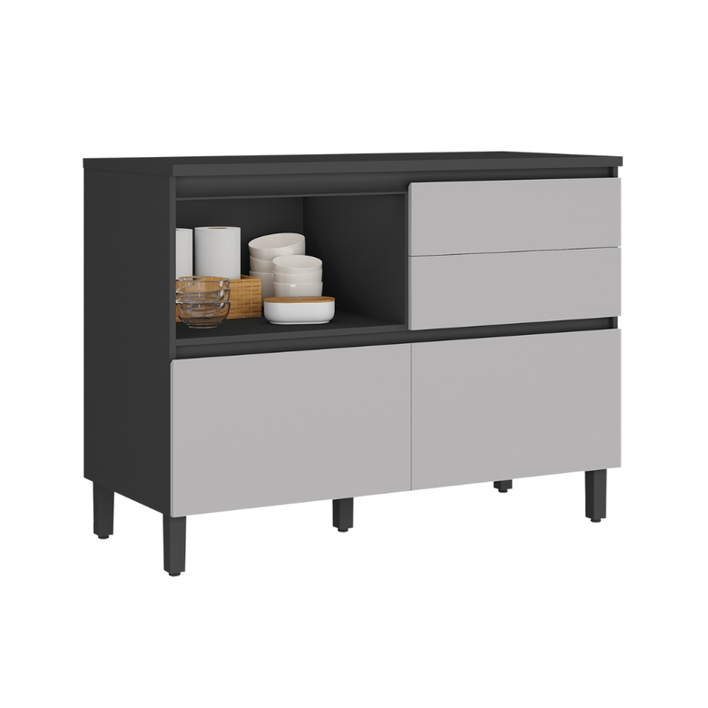 Balcão 120cm 1 Porta 4 Gavetas Com Tampo Lumina Itatiaia