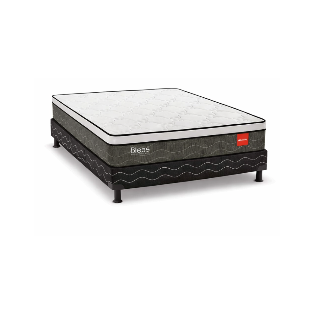 Conjunto Box Casal Bless Base e Colchão 138x188cm  Reconflex - GRAFITE