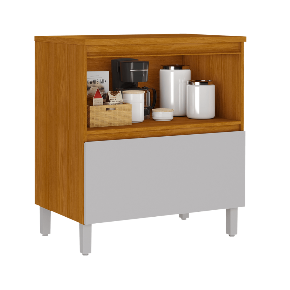 Balcão 80cm 1 Porta 1 Gaveta Com Tampo Lumina Itatiaia