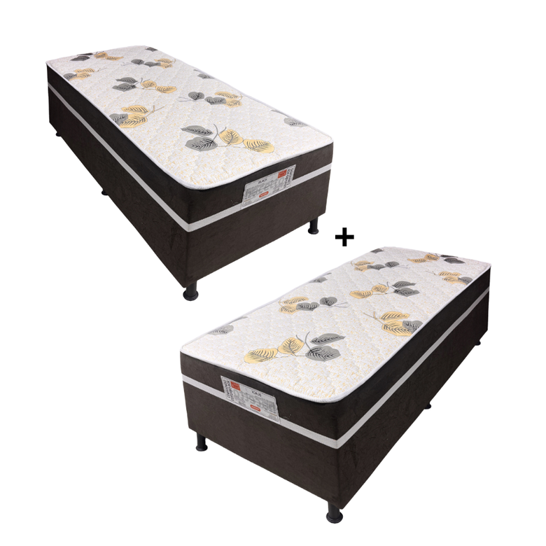 Kit 2 Camas Box Black D28 Solteiro Conjugada 88x188 Bacetto