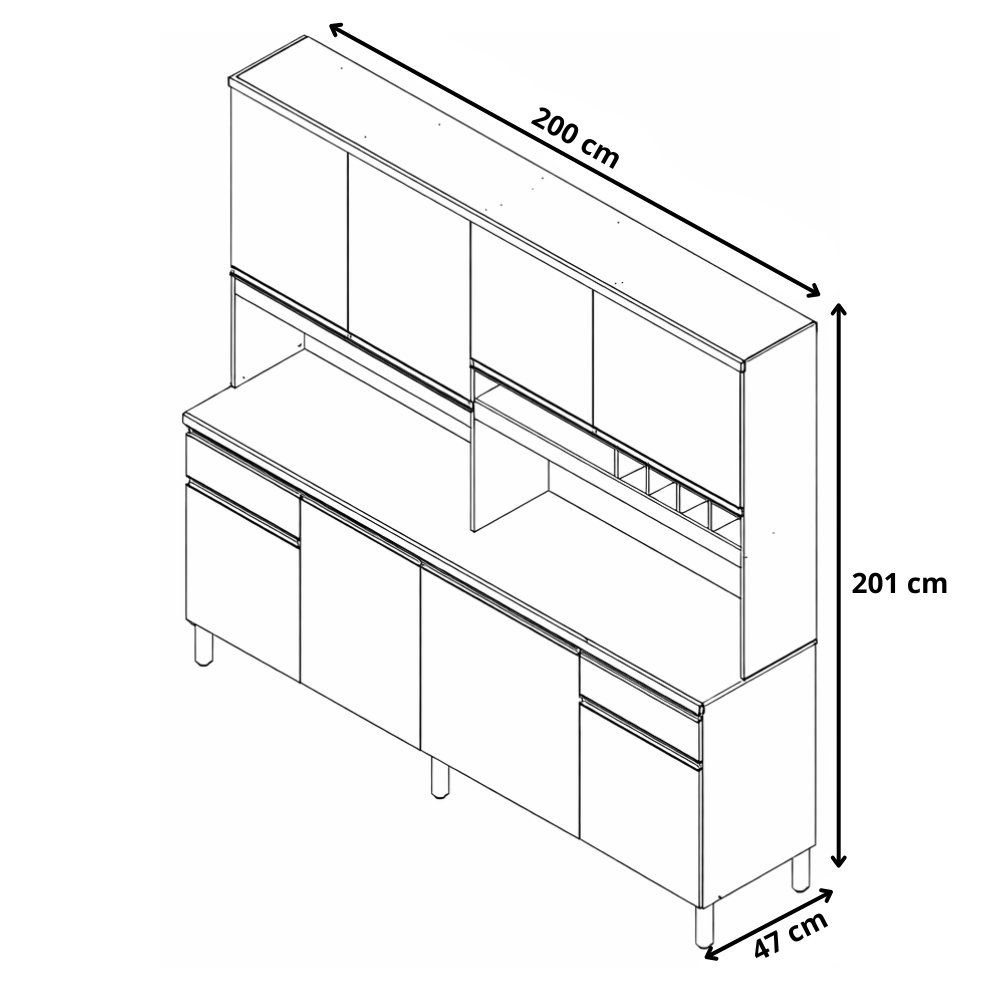 Armário de Cozinha 8 Portas Carbenet Prime Ronipa