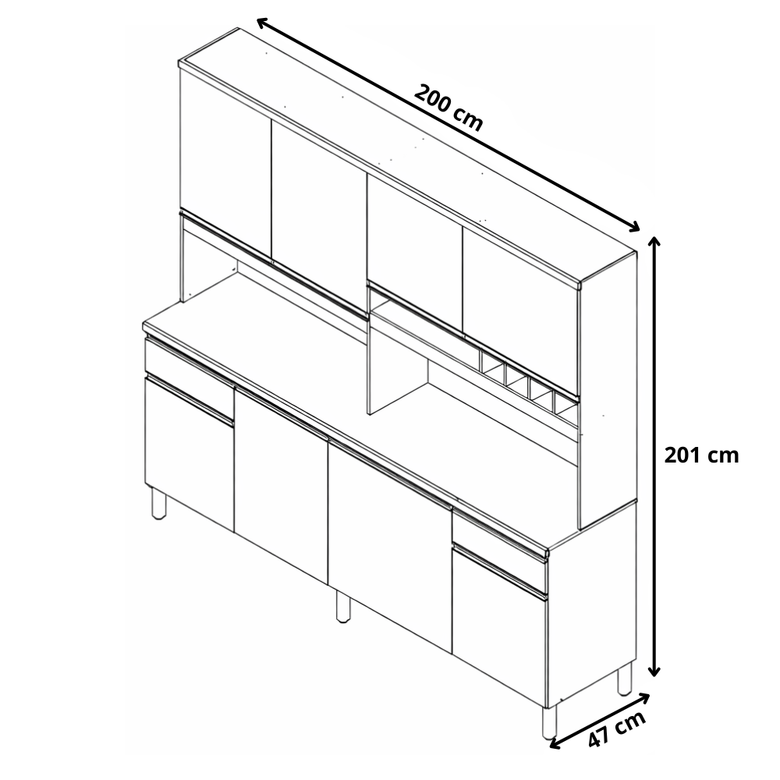 Armário de Cozinha 8 Portas Carbenet Prime Ronipa