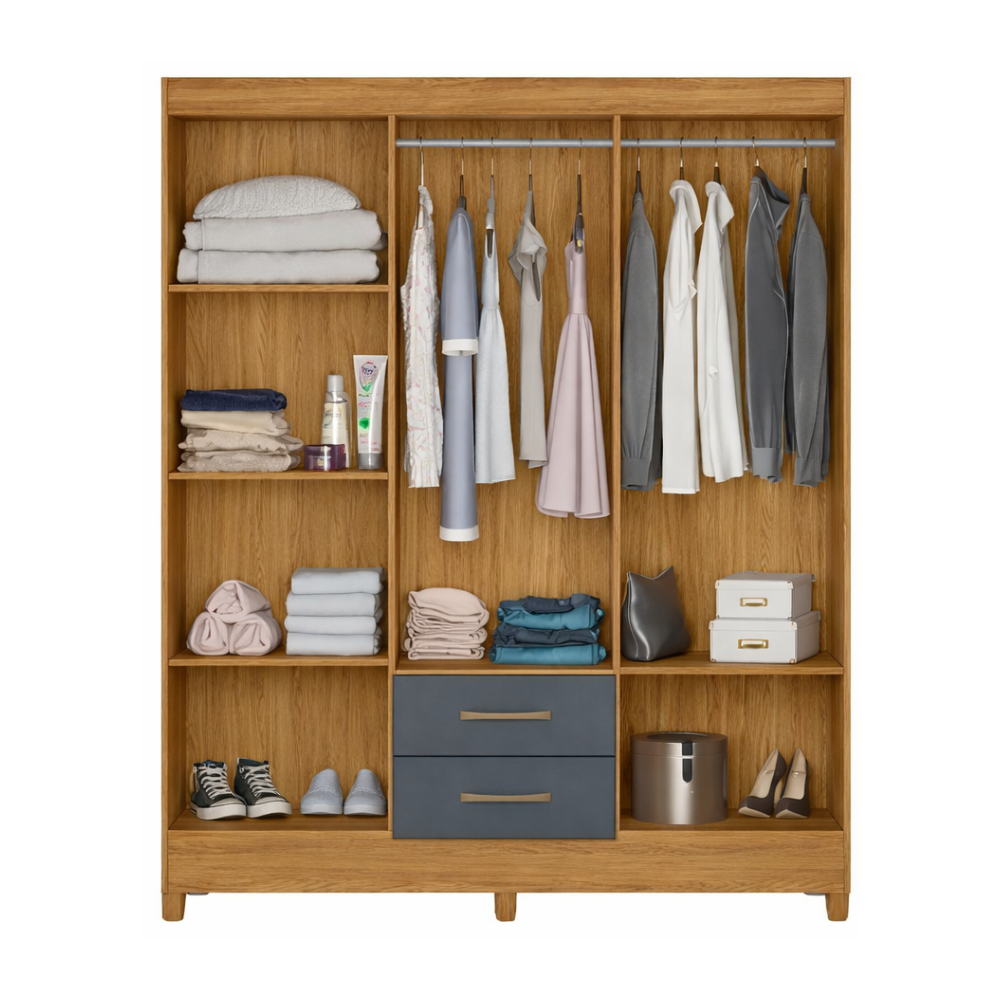 Guarda-Roupa Casal 6 Portas 2 Gavetas Panamá Moval