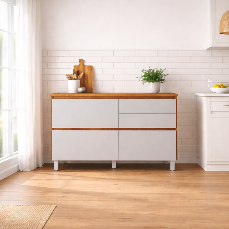 Balcão 120cm 1 Porta 4 Gavetas Com Tampo Lumina Itatiaia