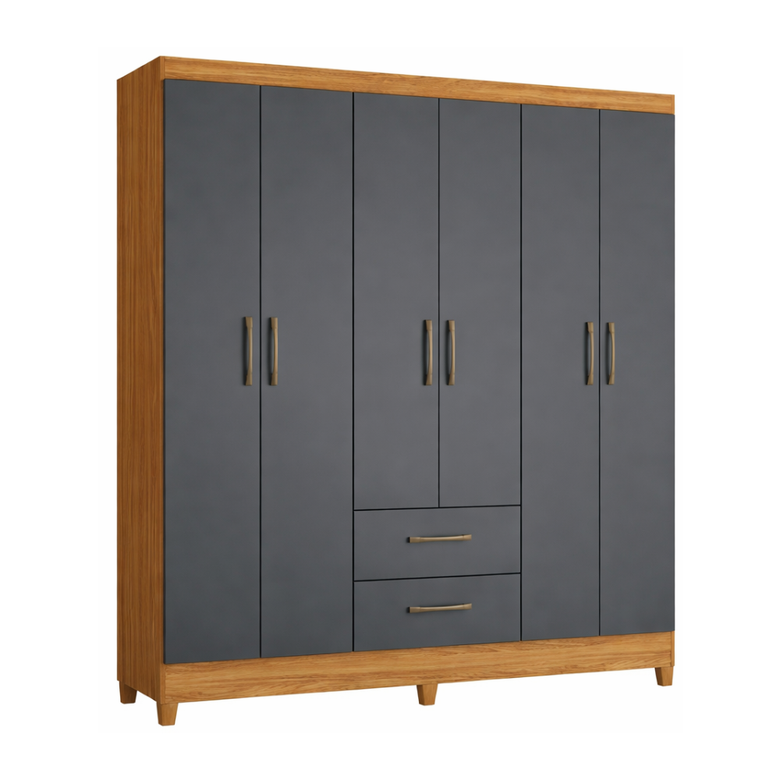 Guarda-Roupa Casal 6 Portas 2 Gavetas Panamá Moval