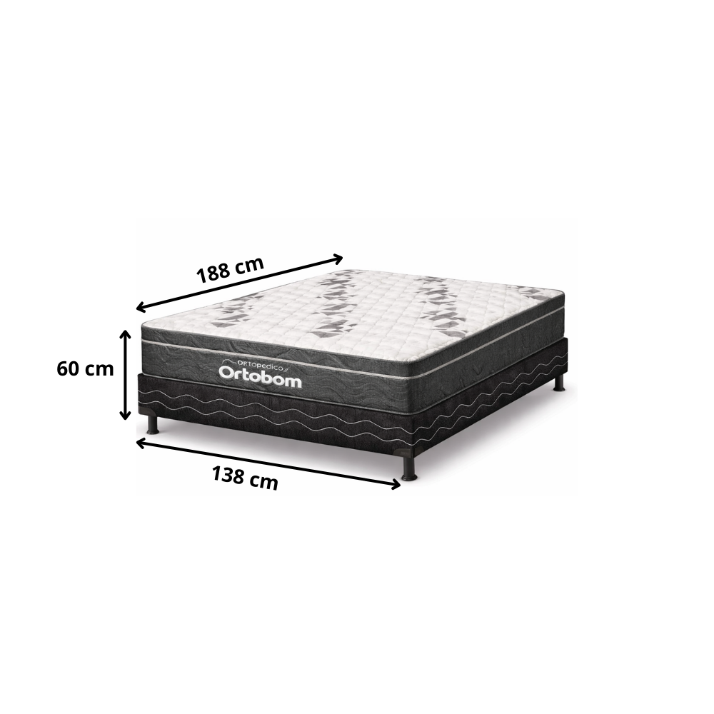 Cama Box Casal Airtech D33 (Colchão + Base) 138x188 Ortobom