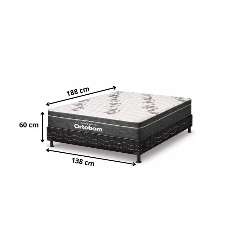 Cama Box Casal Airtech D33 (Colchão + Base) 138x188 Ortobom