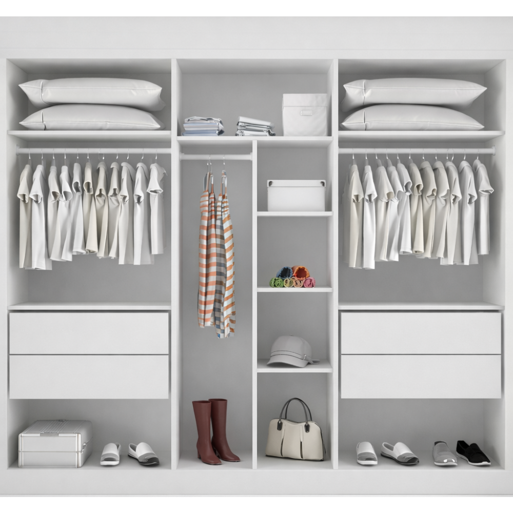 Guarda-roupa Casal Com Espelho 3 Portas 4 Gavetas Capri Bianchi