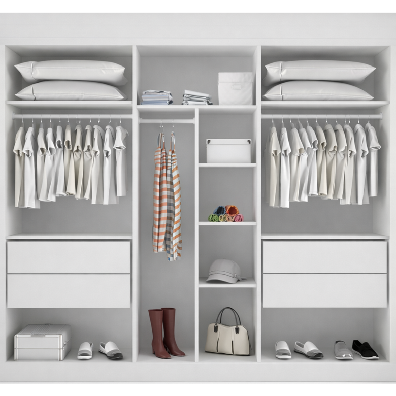 Guarda-roupa Casal Com Espelho 3 Portas 4 Gavetas Capri Bianchi