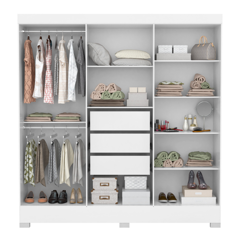 Guarda-Roupa Casal 6 Portas 3 gavetas Prático Demóbile