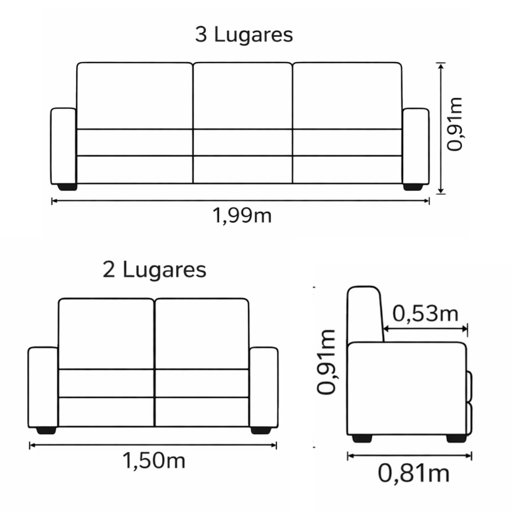 Conjunto de Sofás 3 e 2 Lugares Berlim Masterflex