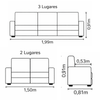 Conjunto de Sofás 2 e 3 Lugares Berlim Masterflex