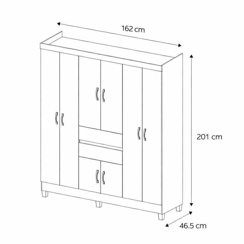 Guarda Roupa Casal 8 Portas  2 Gavetas  Munique  Demóbile