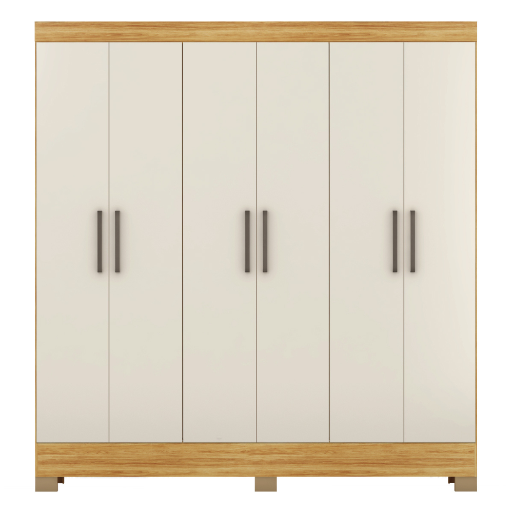 Guarda-Roupas Casal 6 Portas Prático Demóbile - CINAMOMO/OFFWHITE