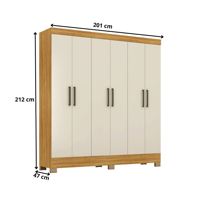 Guarda-Roupas Casal 6 Portas Prático Demóbile