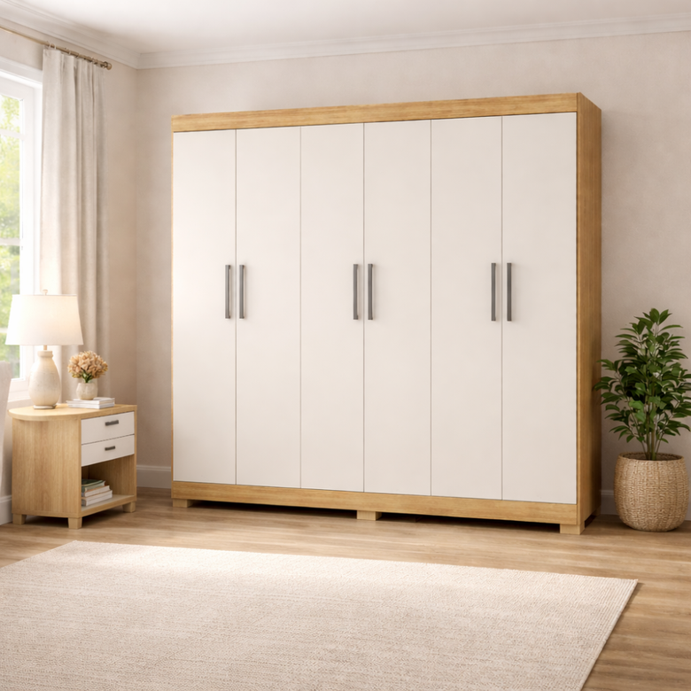 Guarda-Roupas Casal 6 Portas Prático Demóbile